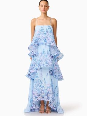 Elliatt | Dresses | Elliatt Galadriel Ivory Strapless Jacquard Asymmetrical  Maxi Gown Dress Small | Poshmark